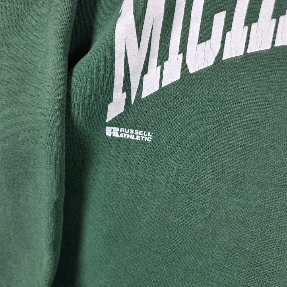 Vintage Russell Athletic Michigan State Hoodie Mens Large Green Made in USA MSU